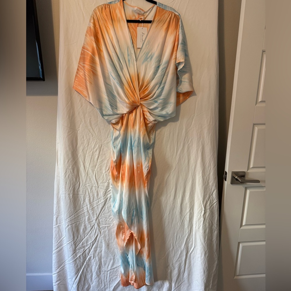 Starlow Tie-Dye Maxi Cover Up in Orange and Blue
